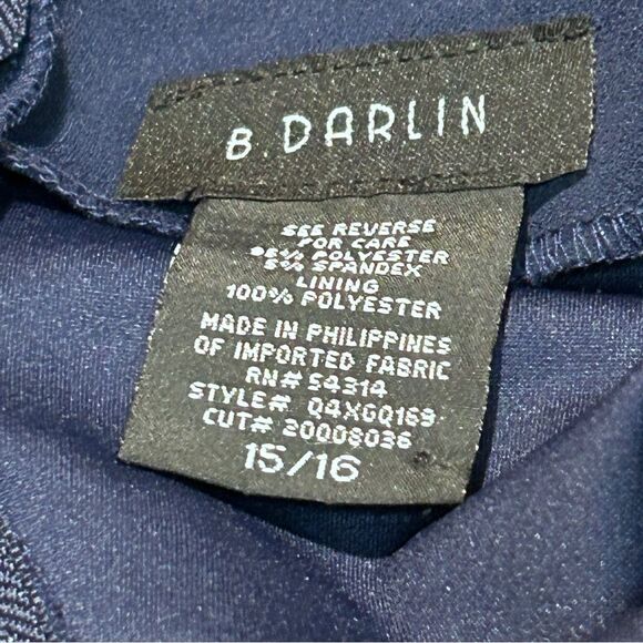 B Darlin sz 15/16 Jersey Knit Navy Evening Gown Cocktail Party Formal Maxi Dress - Picture 11 of 12
